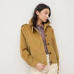 Veste en velours col biker camel femme