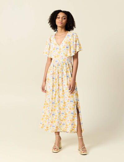 Robe longue évasée multicolore femme