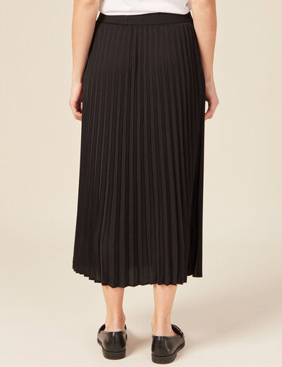 Jupe longue évasée plissée noir femme