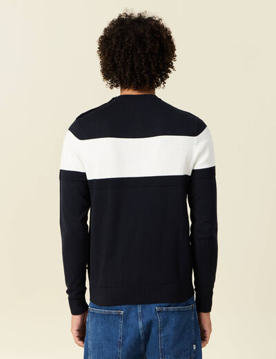Pull manches longues bleu marine homme