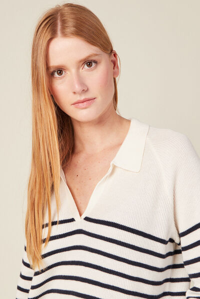 Pull manches longues bleu marine femme