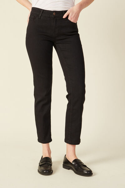 Jeans regular 7/8ème denim noir femme