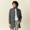 Manteau ajust&eacute; boutonn&eacute; gris fonc&eacute; homme