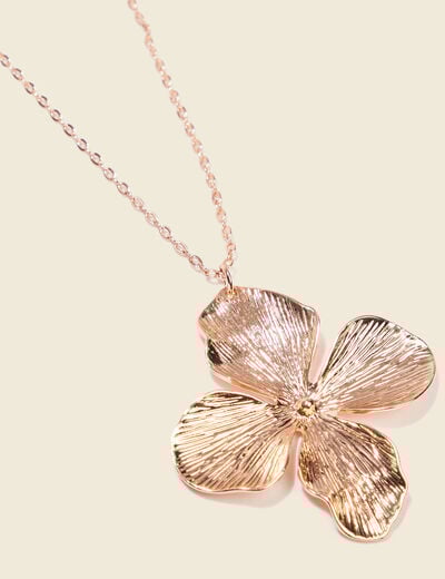 Collier pendentif fleur couleur or femme