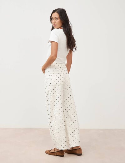 Jeans taille haute bas resserr&eacute; ecru femme