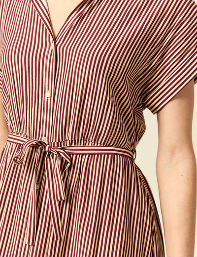 Robe longue &eacute;vas&eacute;e manches courtes violet femme