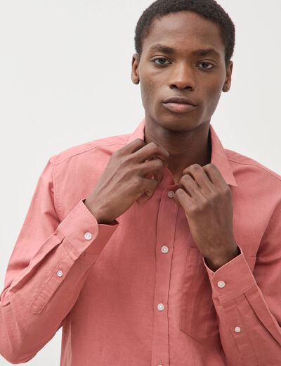 Chemise manches longues rose homme