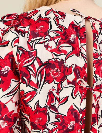 Blouse manches 3/4 rouge femme