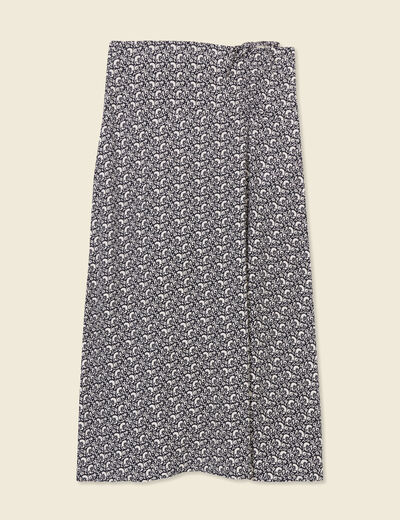 Jupe longue portefeuille noir femme