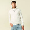 Pull fin col camionneur manches longues ecru homme