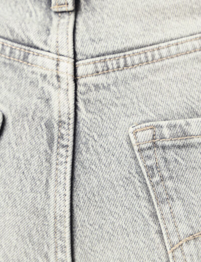 Jeans barrel slouchy taille haute 7/8ème denim gris clair femme
