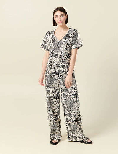 Combinaison coupe salopette blanc femme