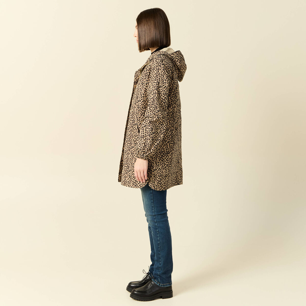 Parka longue à capuche camel femme