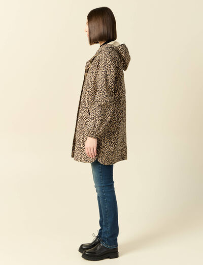 Parka longue à capuche camel femme