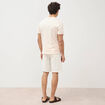 T-shirt ray&eacute; col rond manches courtes rose poudr&eacute;e homme
