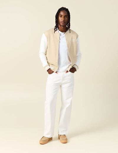 Veste sweat oversize manches longues beige homme