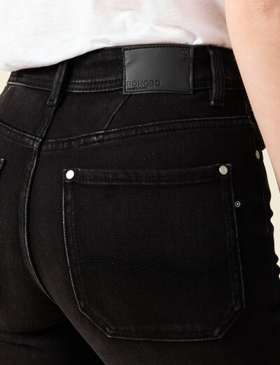 Jeans flare taille haute denim noir femme