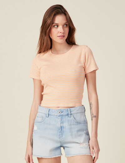 T-shirt manches courtes orange femme