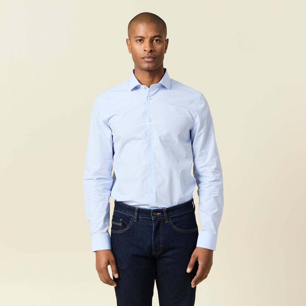 Chemise manches longues bleu ciel homme
