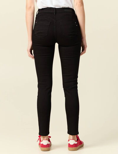 Jeans skinny push up 7/8ème denim noir femme