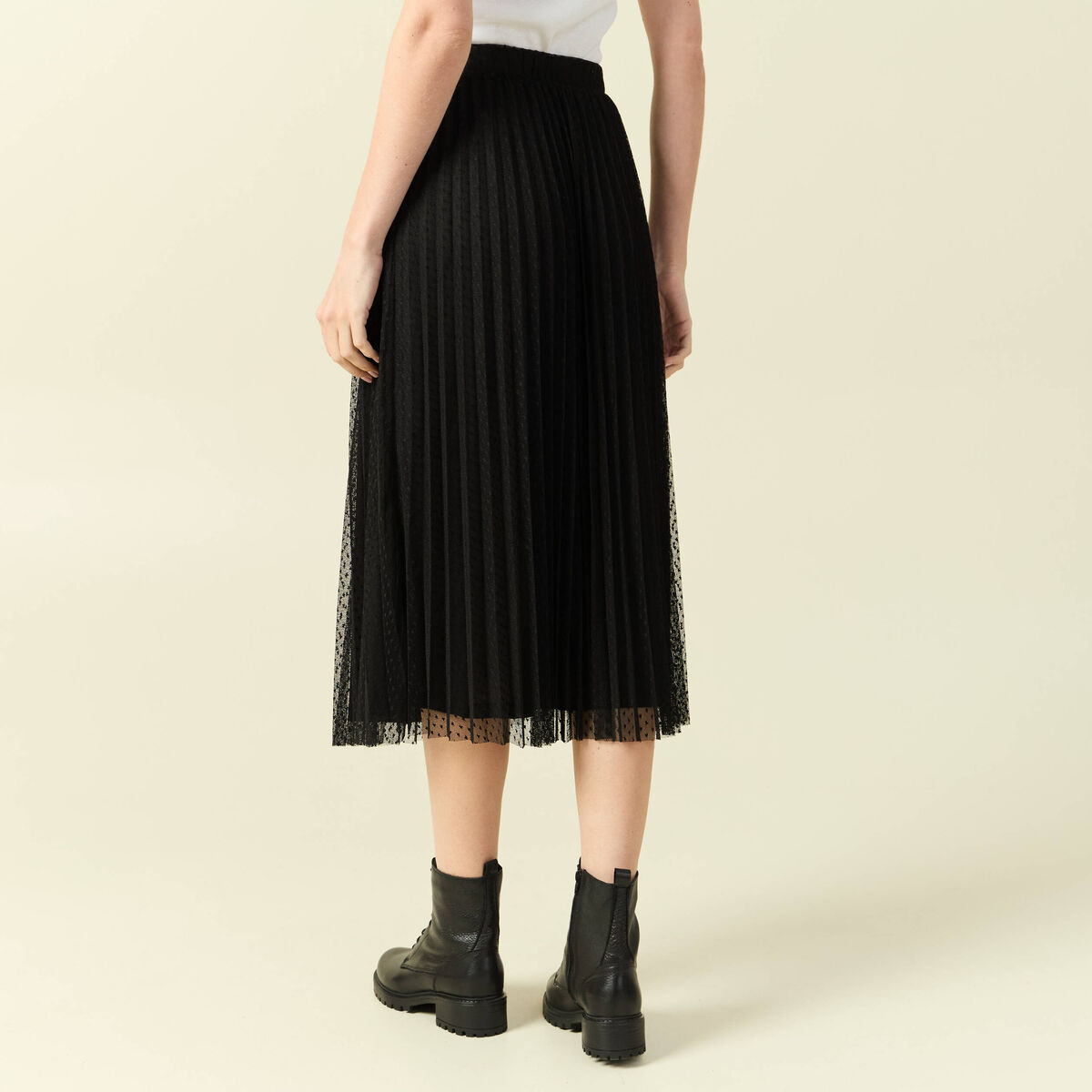 Jupe midi &eacute;vas&eacute;e tulle noir femme