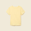 T-shirt cintr&eacute; col rond manches courtes jaune pastel femme
