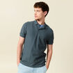 Polo cintré manches courtes en coton vert foncé homme