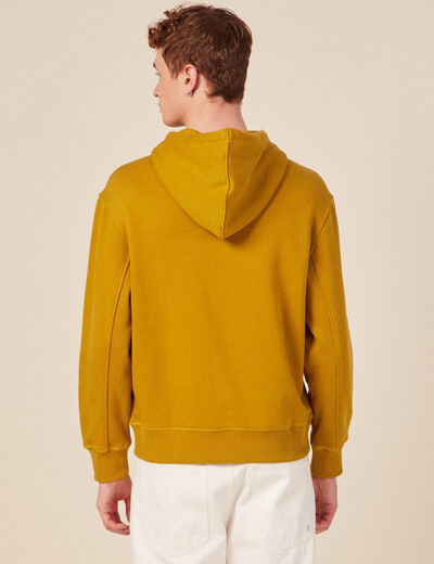 Sweat capuche éco-responsable jaune moutarde homme