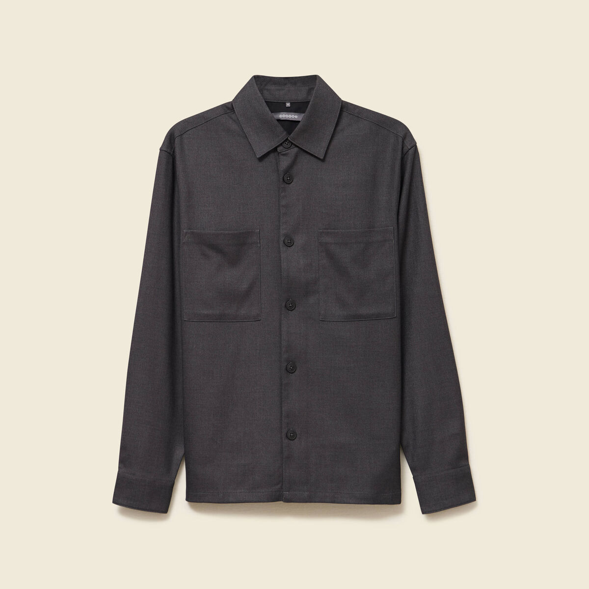 Surchemise col classique manches longues gris fonc&eacute; homme