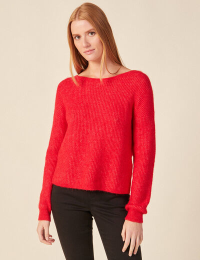 Pull manches longues rose framboise femme