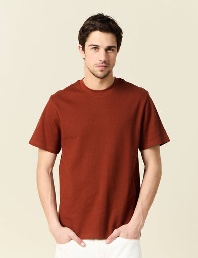 T-shirt manches courtes marron cognac homme