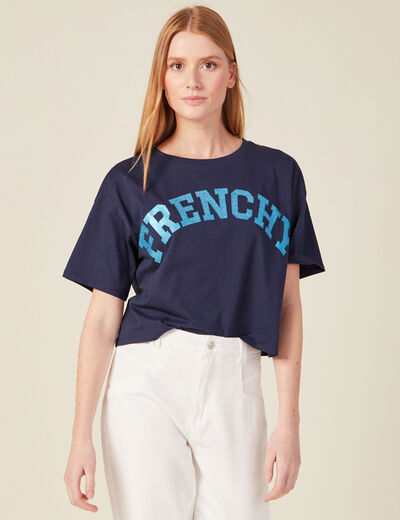 T-shirt manches courtes bleu marine femme