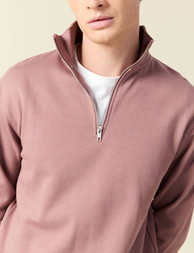 Sweat manches longues en coton vieux rose homme