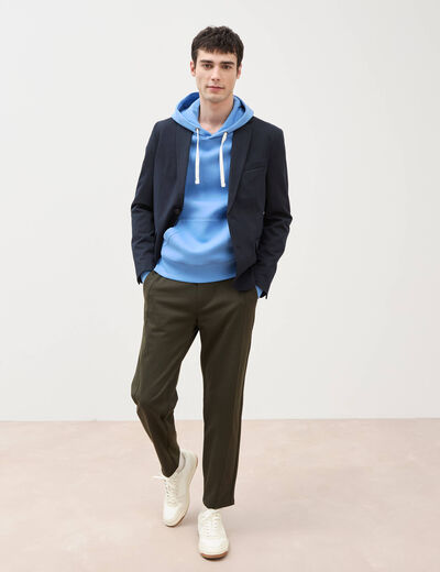 Sweat &agrave; capuche bleu violet homme