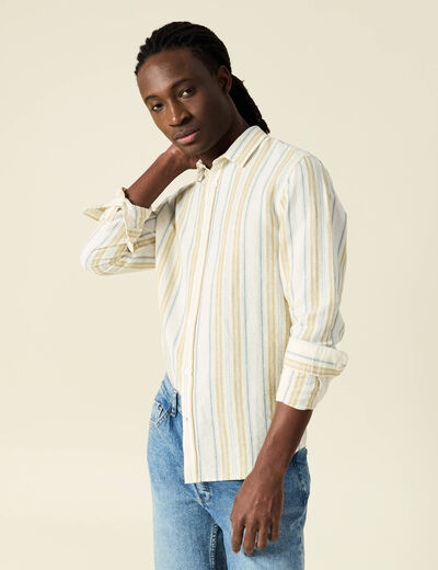Chemise manches longues ecru homme
