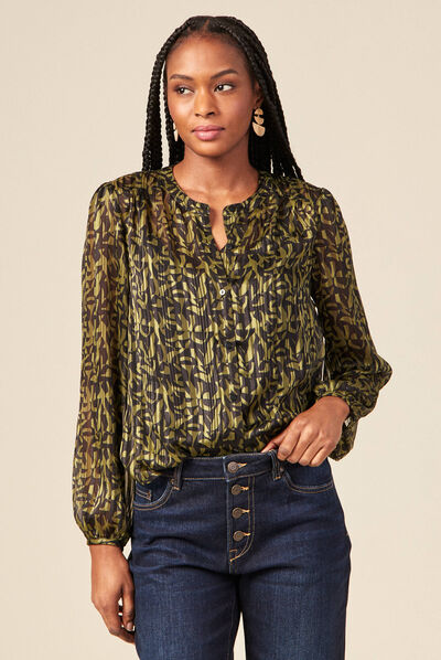 Chemise éco-responsable vert kaki femme