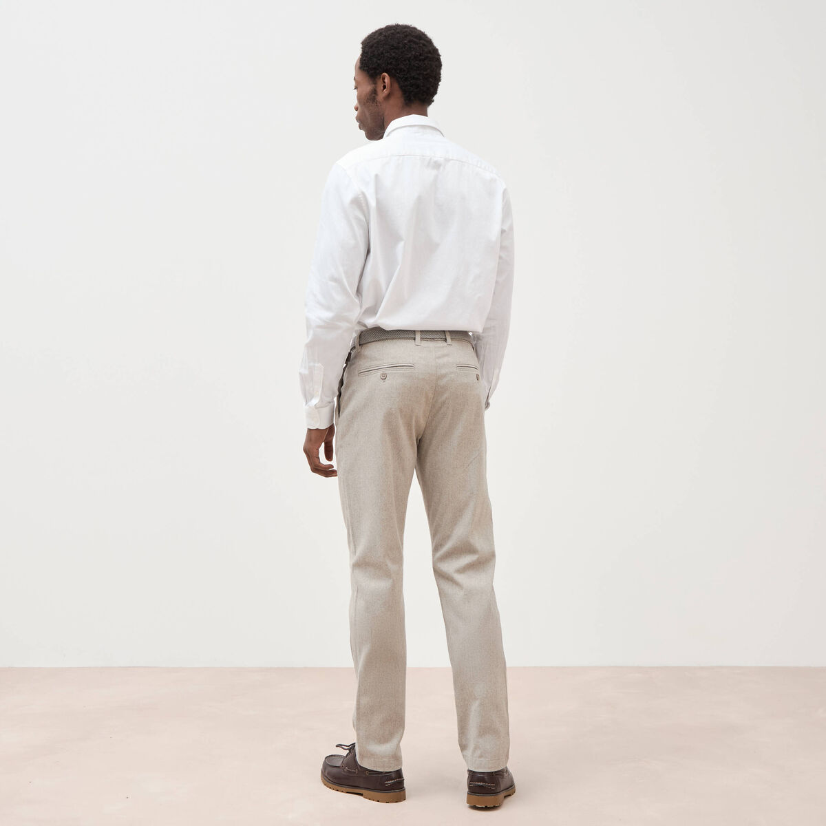 Pantalon chino avec ceinture beige homme