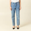 Jeans taille haute avec strass denim used femme