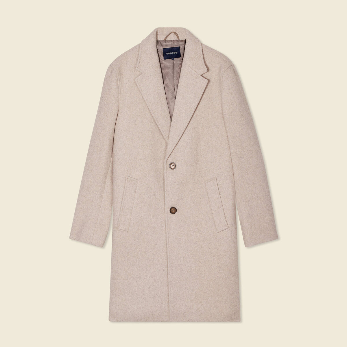 Manteau long boutonné beige homme