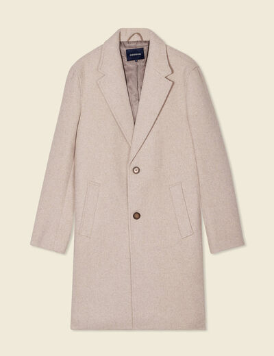 Manteau long boutonné beige homme