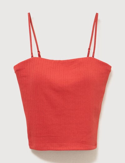 D&eacute;bardeur ajust&eacute; cropped d&eacute;collet&eacute; orange fonc&eacute; femme