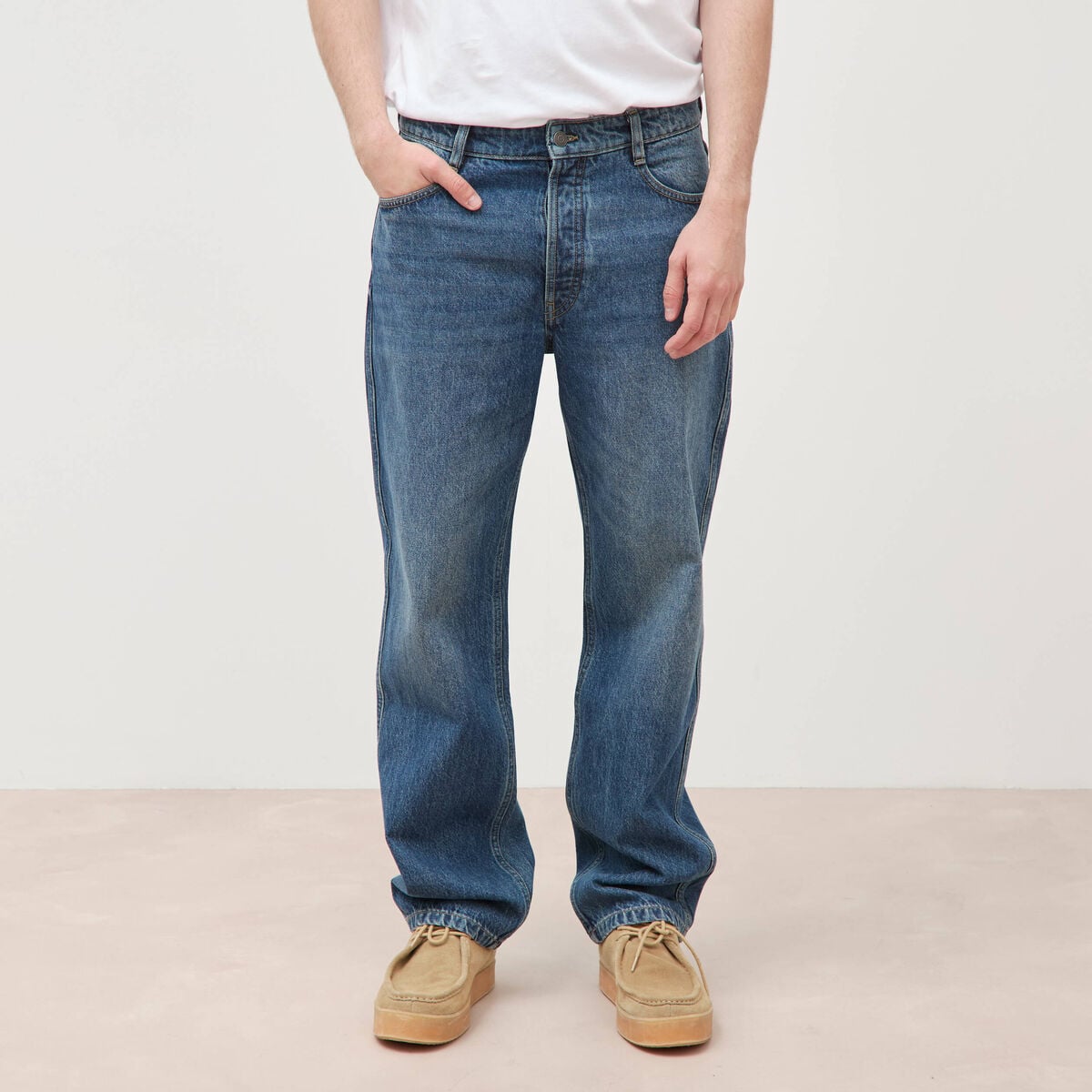 Jeans large relaxed denim stone homme