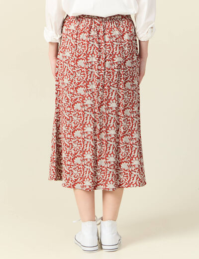 Jupe midi droite fluide bleu gris femme