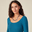 T-shirt manches longues bleu pétrole femme