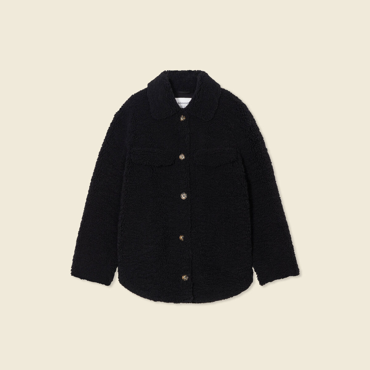 Manteau surchemise droit noir femme