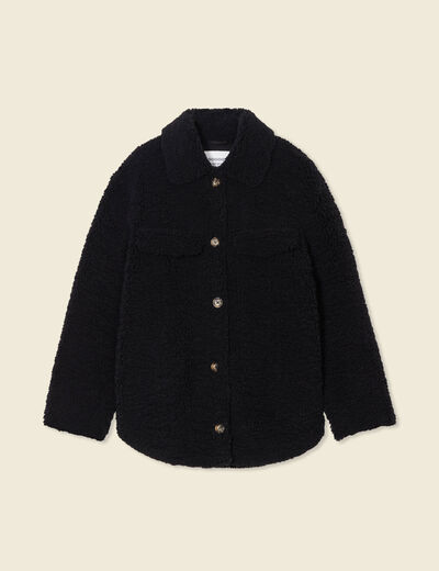 Manteau surchemise droit noir femme