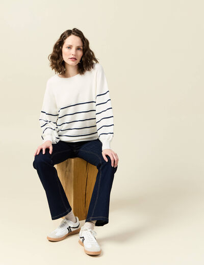 Pull manches longues bleu marine femme