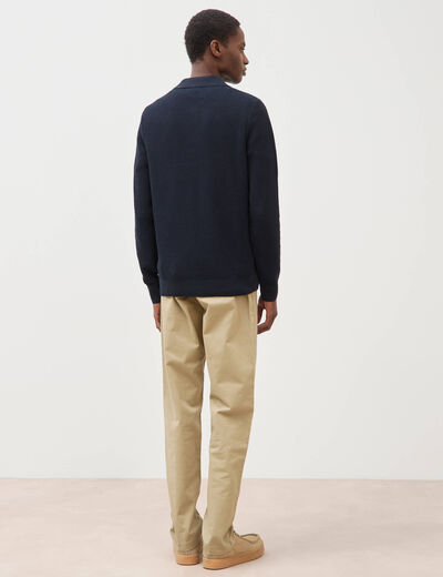 Pull manches longues bleu marine homme