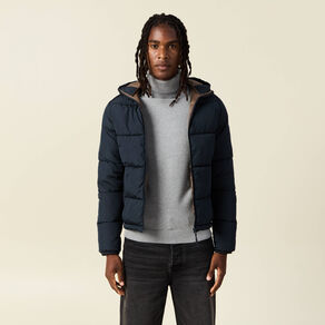 Doudoune à capuche bleu marine homme