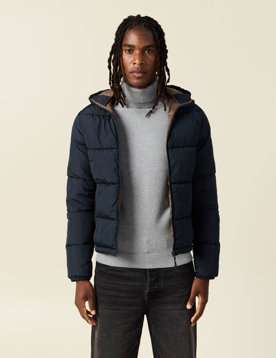 Doudoune à capuche bleu marine homme